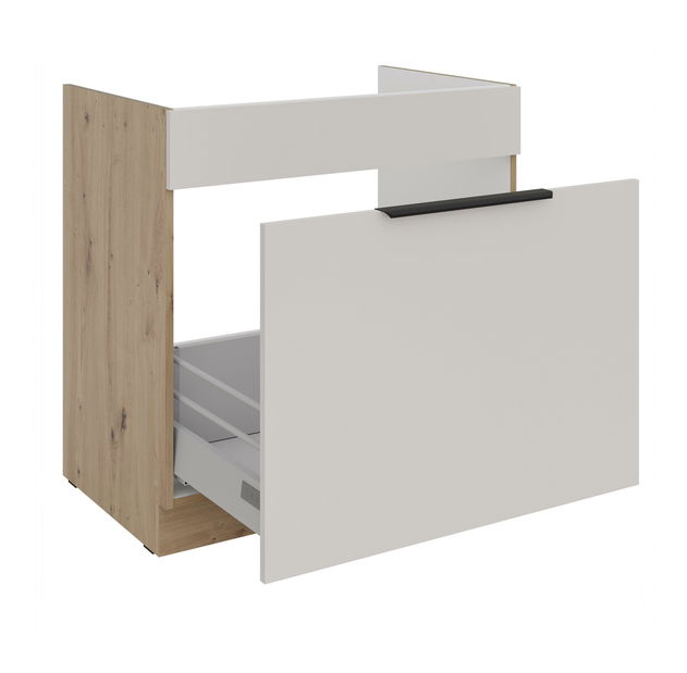 Dulap inferior de bucătărie sub chiuvetă Sayla 80 ZL 1S BB (cashmir + Stejar artisan)