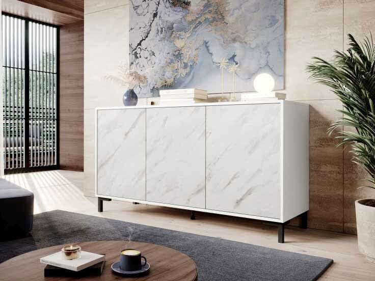 Komód Mardell (fehér + fehér márvány)