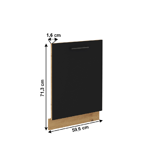 Uși pentru mașina de spălat vase Meriel ZM 713x596 (negru + stejar artisan)