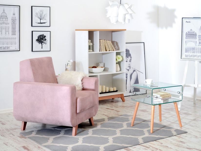 Relaxačné kreslo Kadim (ružová + buk)