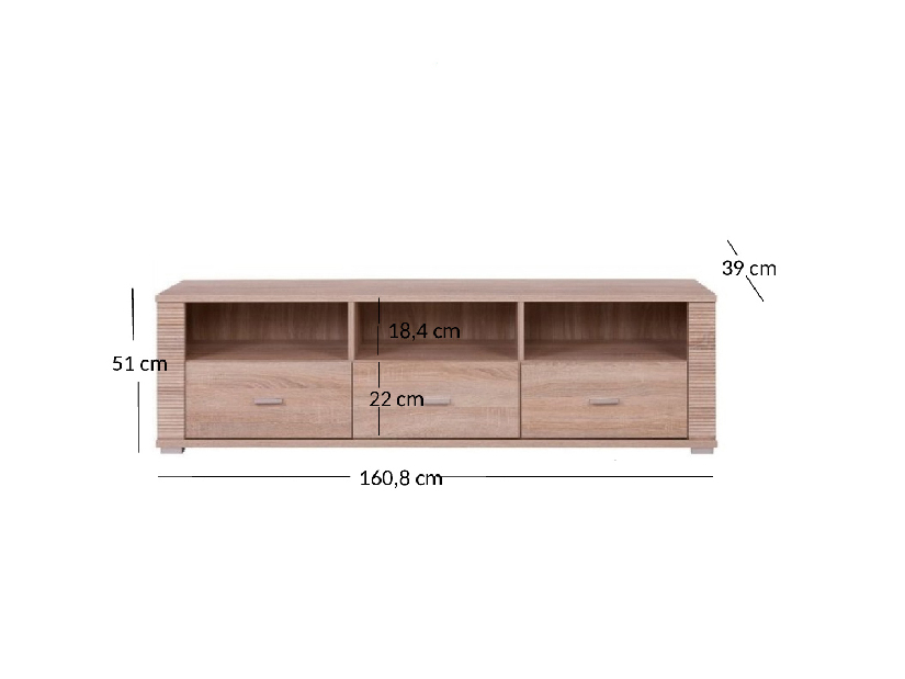 TV stolík/skrinka Gwenn 3S/160 (dub sonoma)