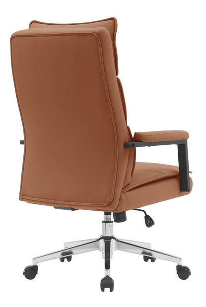 Fotoliu birou Kahlo (maro camel piele ecologică + crom)