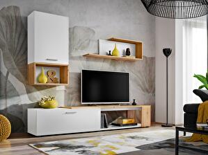 Mobilier living Mantes WWT2 (alb mat + stejar wotan)