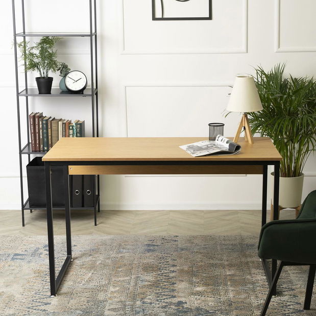 Masă de scris Regular (stejar auriu + negru) 