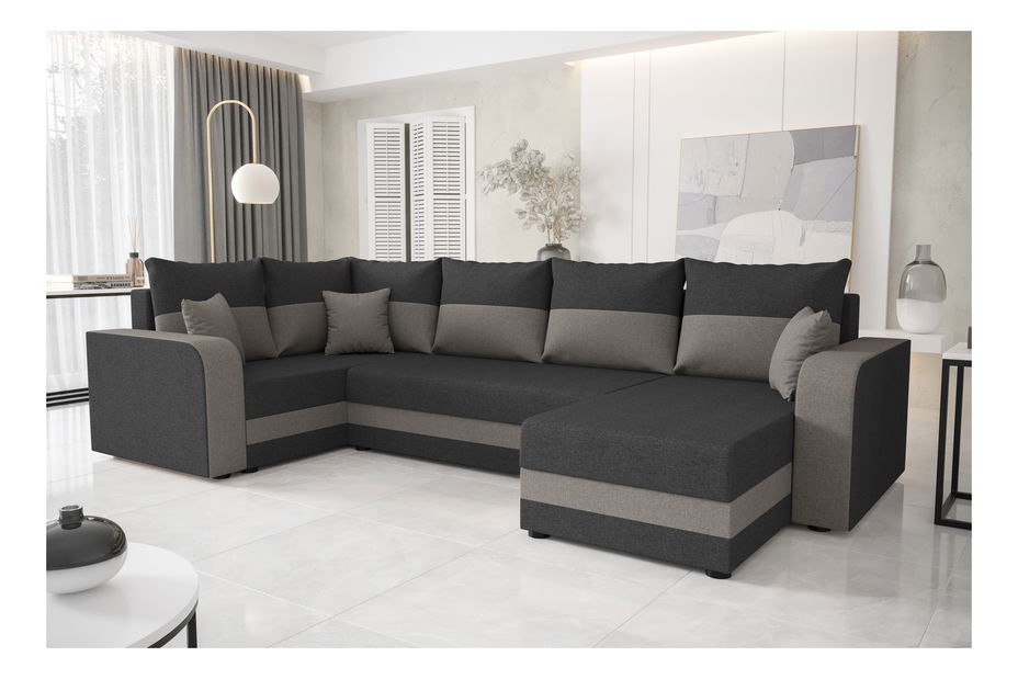 Colțar în formă de U Harmony Long (Gri închis + Negru) (S)