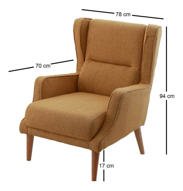 Füles fotel Klamoretta (mustár + fa)
