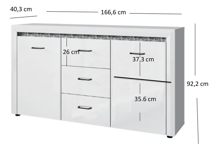 Komoda Wanetta (bijela sjajna)