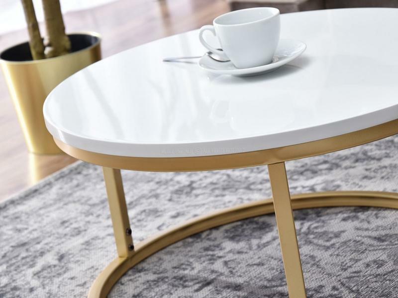 Măsuță de cafea Kolja Zest Xl (alb + auriu)