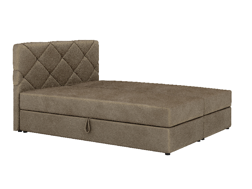 Pat matrimonial Boxspring 180x200 cm Karum Comfort (maro deschis) (cu somieră și saltea)