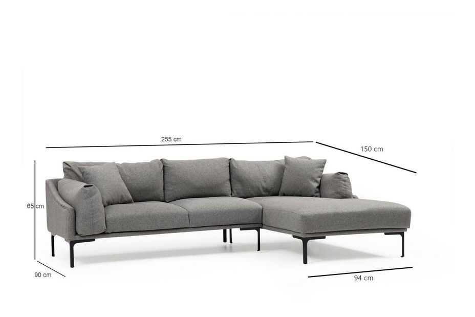 Rohová sedačka Leonero (P) (sivá + čierna)