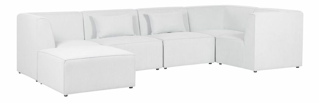 Rohová sedacia súprava s taburetkou Lemia (biely krém) (L)