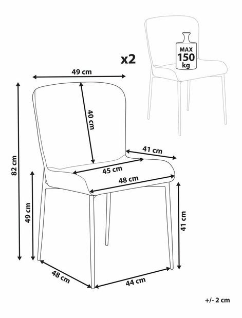Set 2 buc scaune sufragerie Adana (gri închis)