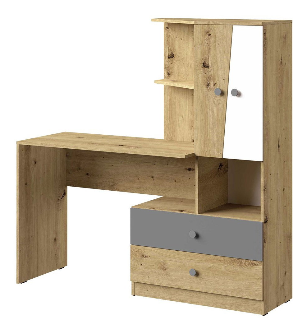 Masă de scris Seraphina WK11 (stejar artisan + alb + gri)