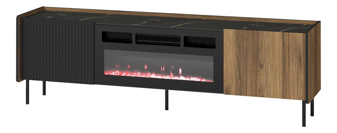 Električni kamin za TV stolić Phelan P16 i P17 (crni sja)