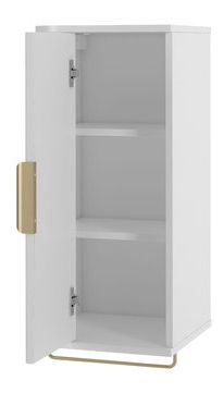 Set mobilier baie Mekona I (Alb mat + Marmură Alb + auriu) (cu sifon)