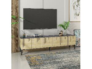 TV asztal/szekrény Kebati 3 (zafír tölgy + antracit) 