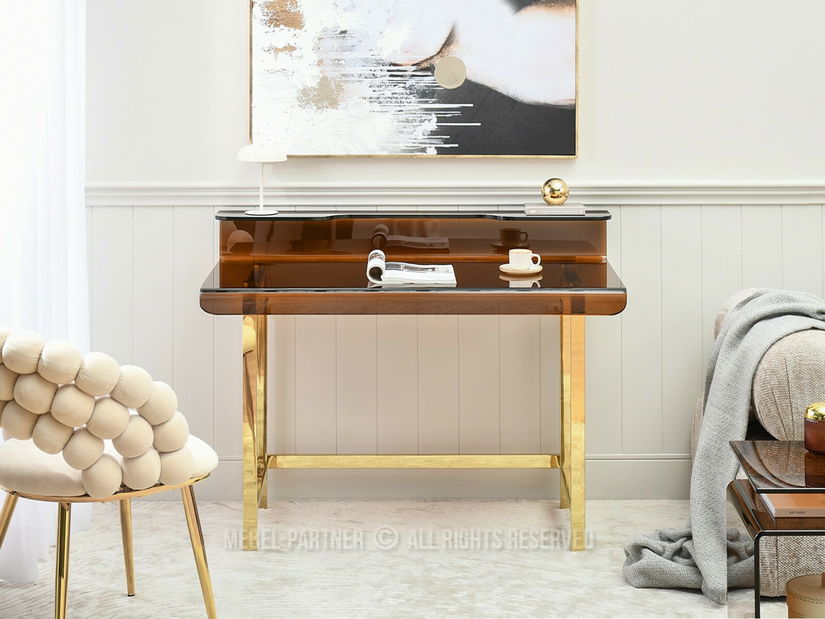 PC stolík Lazuli (sklo + zlatá)