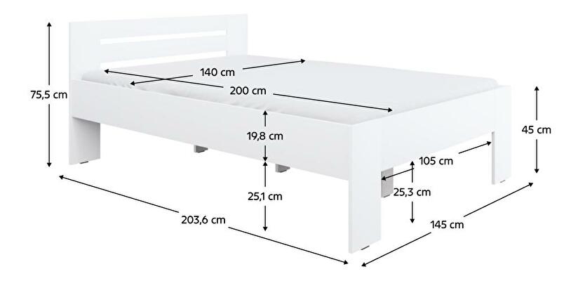 Manželská posteľ 140x200 cm Boyard (biela)