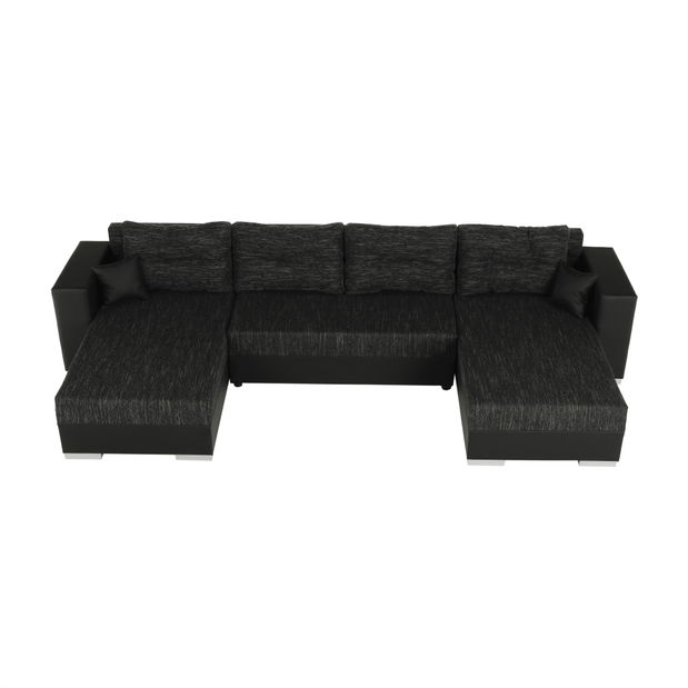 Kutna garnitura u obliku slova U Esa (crna + crni melir)