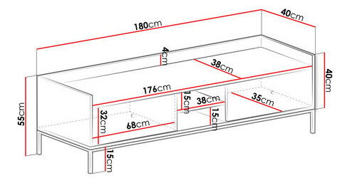 TV szekrény Tezarta 2K (fehér + fekete) 