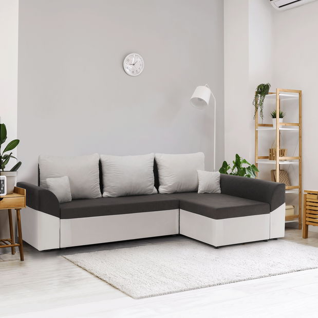 Sarok ülőgarnitúra Daisy (J) (fehér + szürke) *kiárusítás