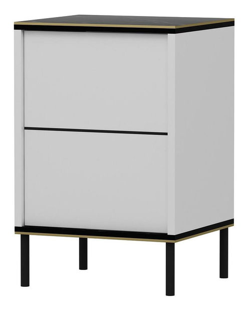 Noćni stolić Iris (bijela + crna + zlatna)