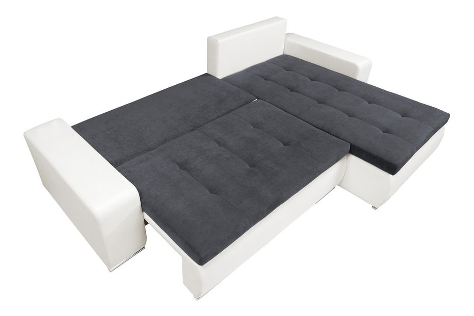 Rohová sedačka Hyacinth biela/modrosivá, pravá