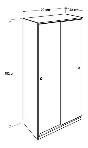 Ruhásszekrény tolóajtókkal Seworella 1 (fehér)