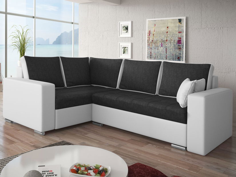 Sarok kanapé Valentina Bis (fekete + fehér) (B)