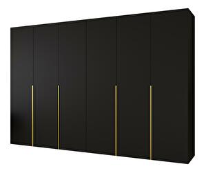 Dulap de haine 300 cm Alice 1 (Negru + Auriu)