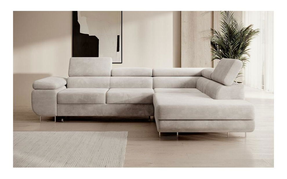 Sarokkanapé Stiletto (J) (bézs szürke + ezüst)