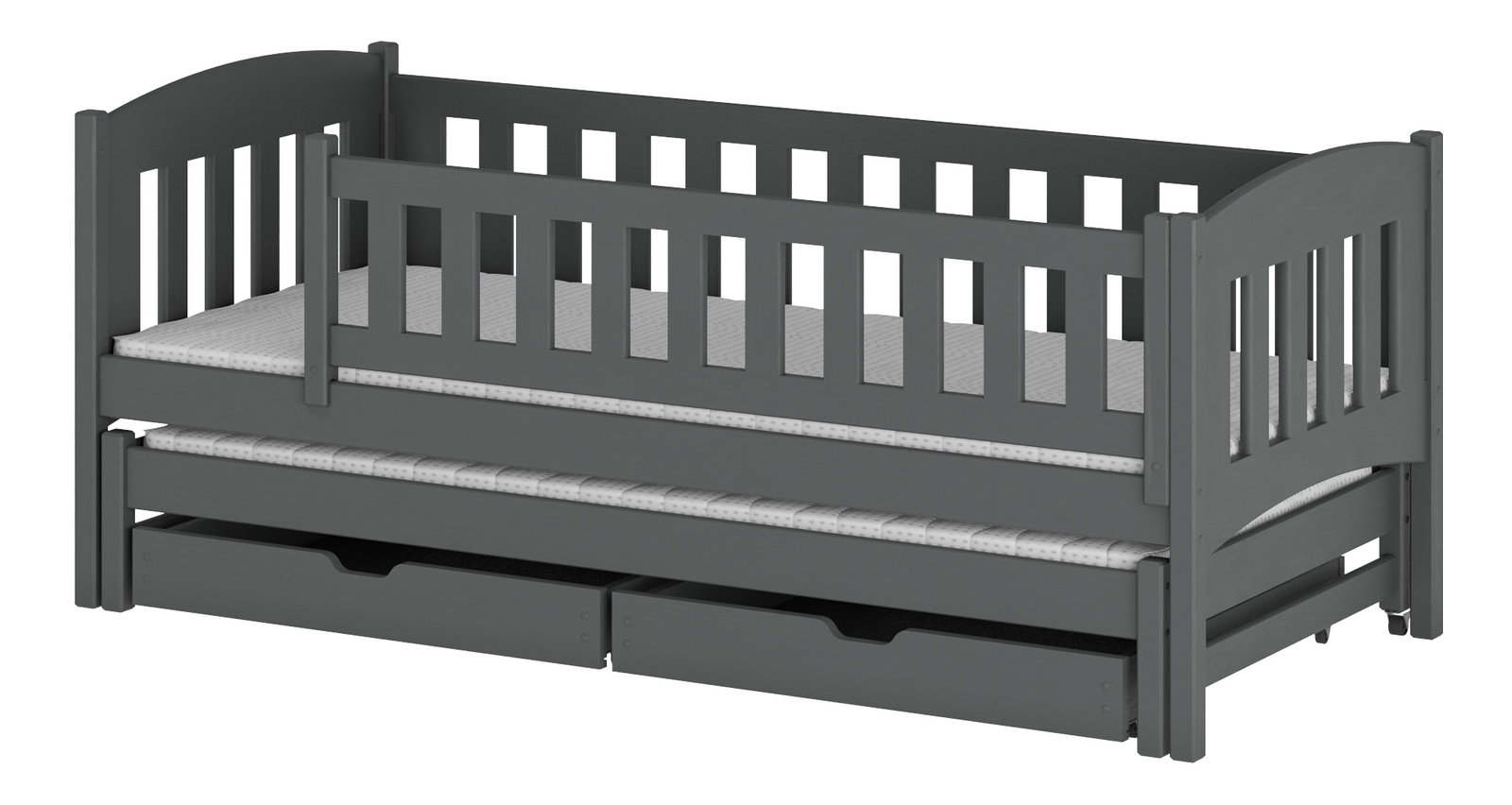 Detská posteľ 90 x 200 cm Amalia (s roštom a úl. priestorom) (grafit)