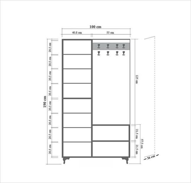 Mobilier hol Ivonne 723 (Stejar sonoma)