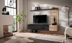 Mobilier living Salav (stejar jackson hickory + negru)