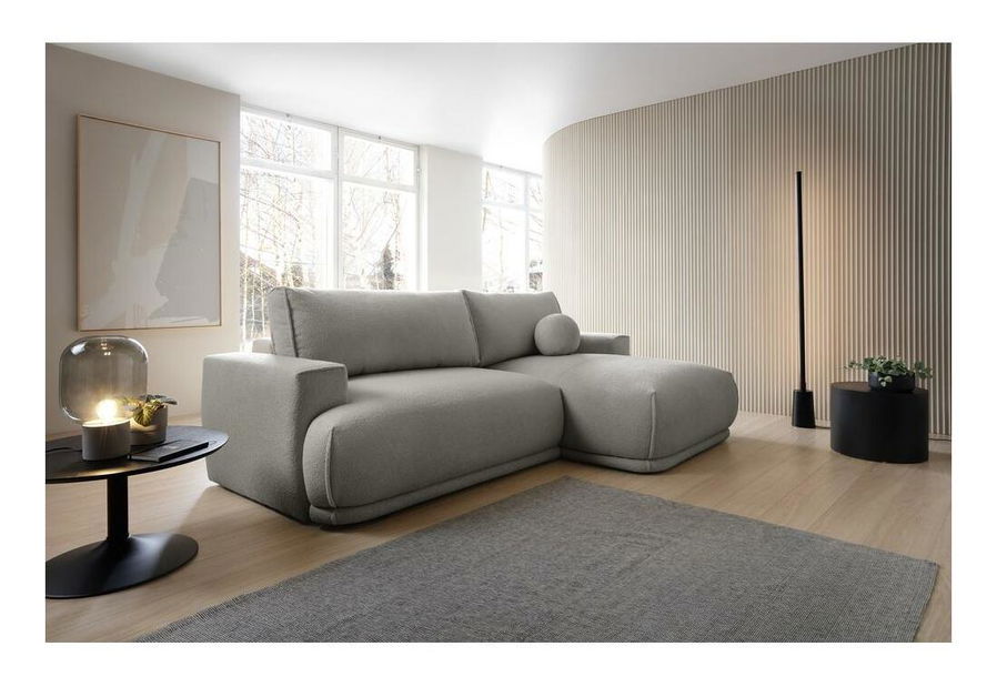 Rohová sedacia súprava Dita mini (P) (svetlosivá + čierna)