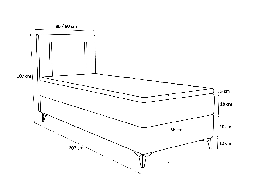 Jednostruki krevet 80 cm Ortega Bonell (boja senfa) (s podnicom, bez prostora za odlaganje) (s LED rasvjetom)