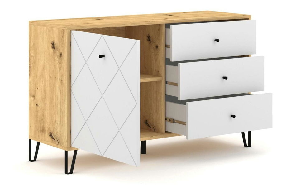 Komoda Baiano (hrast artisan + bijela) 