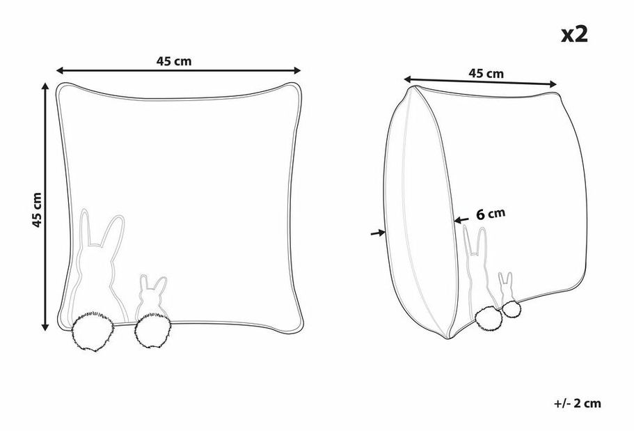 Set 2 buc perne decorative 45 x 45 cm Pilos (alb)