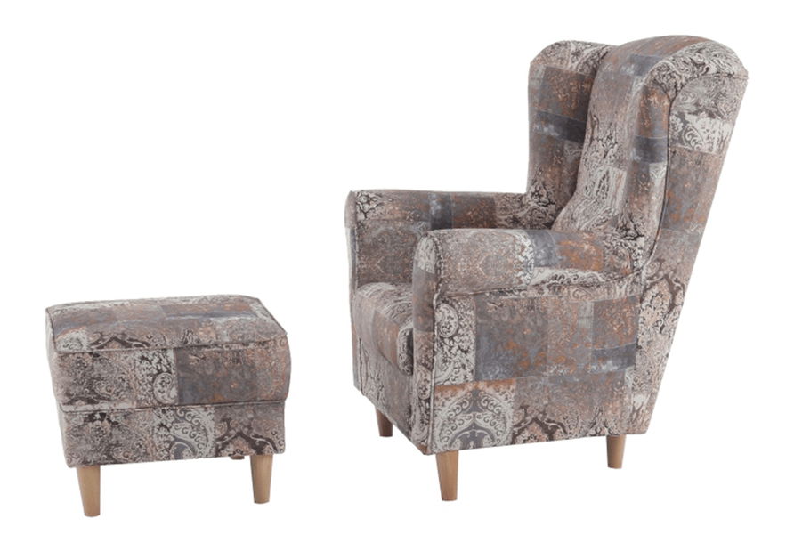 Kreslo ušiak s taburetkou Aevo (vintage 1026)