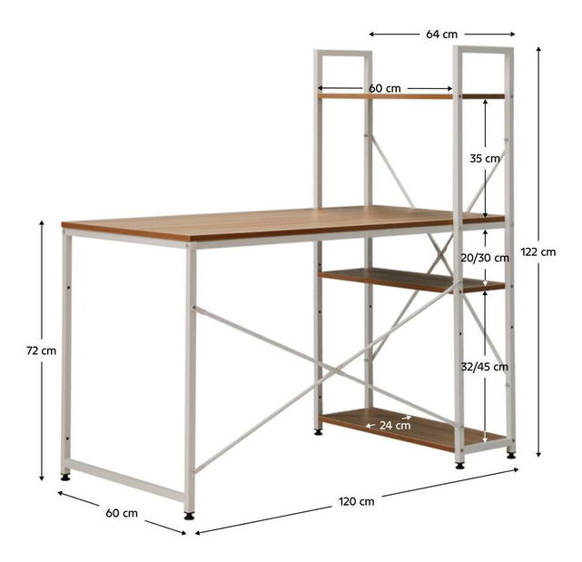 Masă PC Vintea (stejar + alb)
