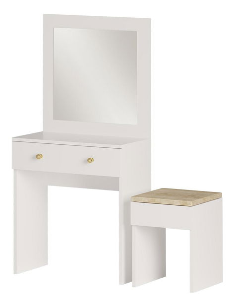 Toaletný stolík Nesuvi (biela + zlatá) 
