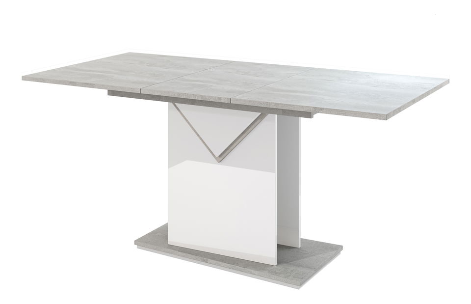 Masă de sufragerie Tonfir (gri deschis + alb lucios) (pentru 6 până la 8 persoane)