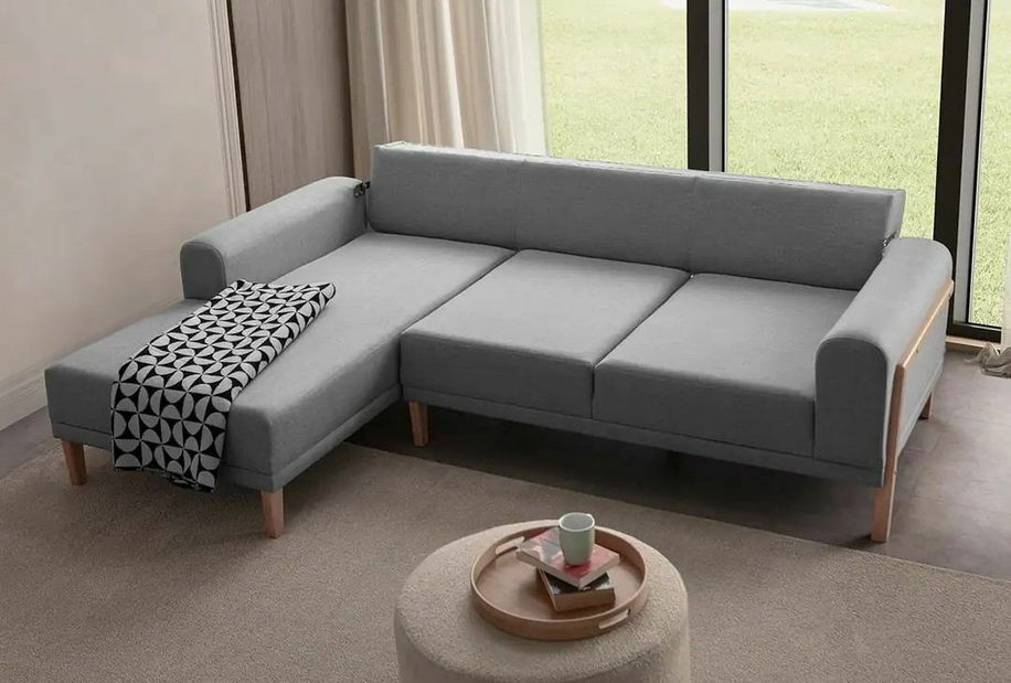 Rohová sedačka Lattino (sivá) (L)