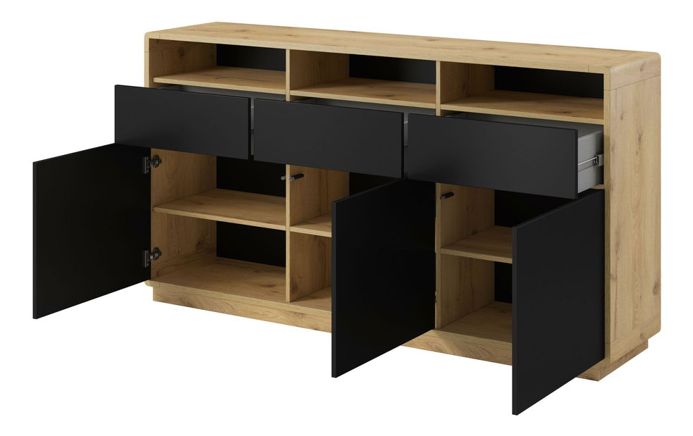 Komoda Albert Tip 26 (hrast taurus + crna mat)