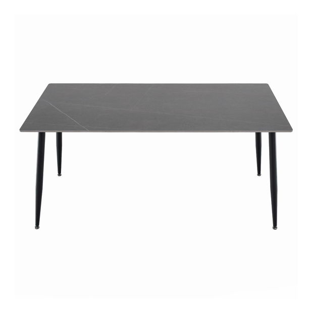 Masă sufragerie Fresia 2 (gri marmură + negru) (pentru 6 persoane)