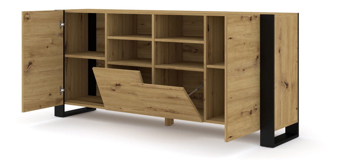 Dulap Montana 188 (Stejar artisan + Negru mat)