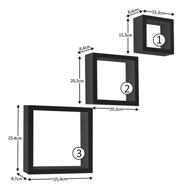 Rafturi (3 buc) Kvoro (negru)