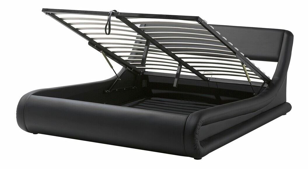 Manželská posteľ 160 cm AVENUE (s roštom a úl. priestorom) (čierna)