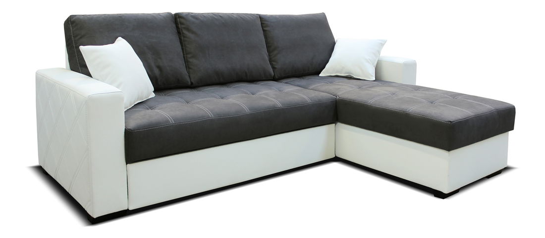 Rohová sedačka Faro 2F+L (tmavosivá + biela) (P)