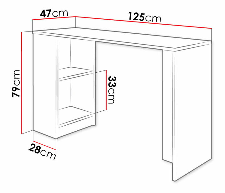 Masă de scris universală Nolan B2 (Stejar sonoma)